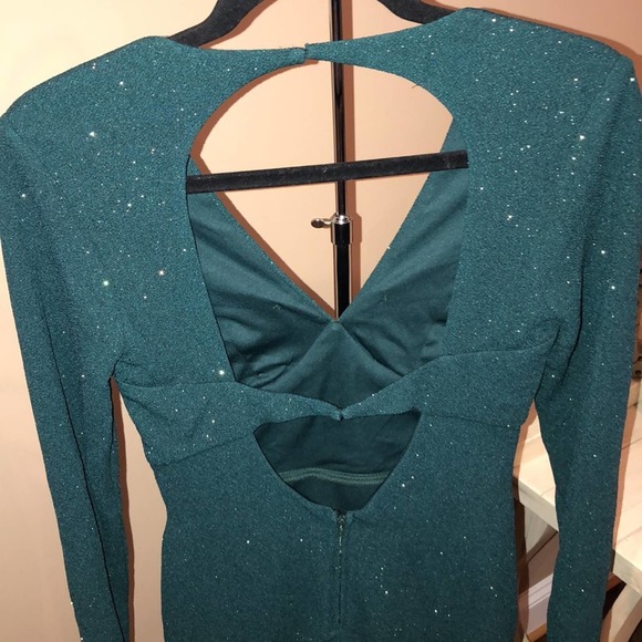 City Studio Womens Green Glitter Long Sleeve V Neck Short Body Con dress… - Picture 10 of 16